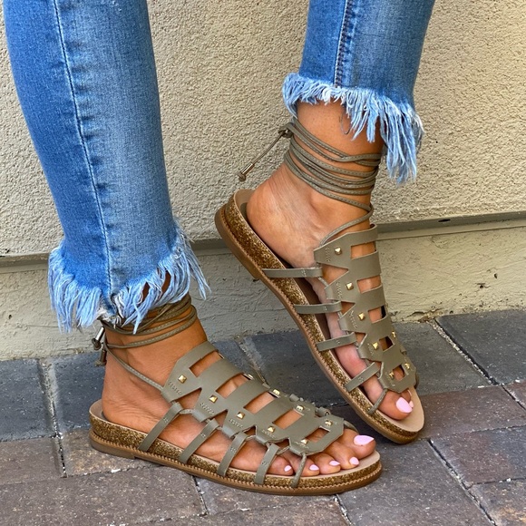 Anthropologie Leather Studded Lace Up Gladiator - Picture 5 of 14